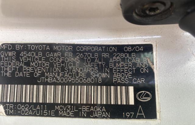 Photo 10 from auction – 2005 LEXUS ES 330 with VIN JTHBA30G955068018