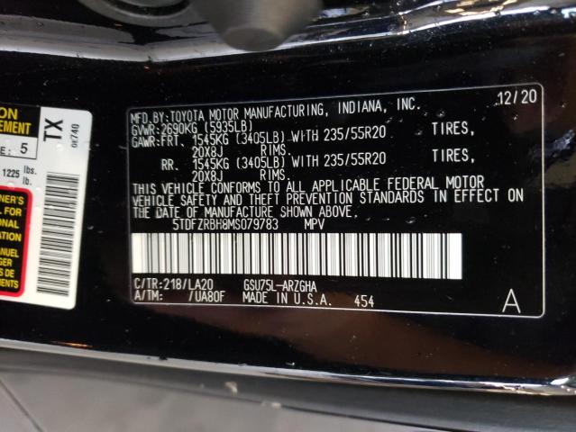 Photo 14 from auction – 2021 TOYOTA HIGHLANDER with VIN 5TDFZRBH8MS079783
