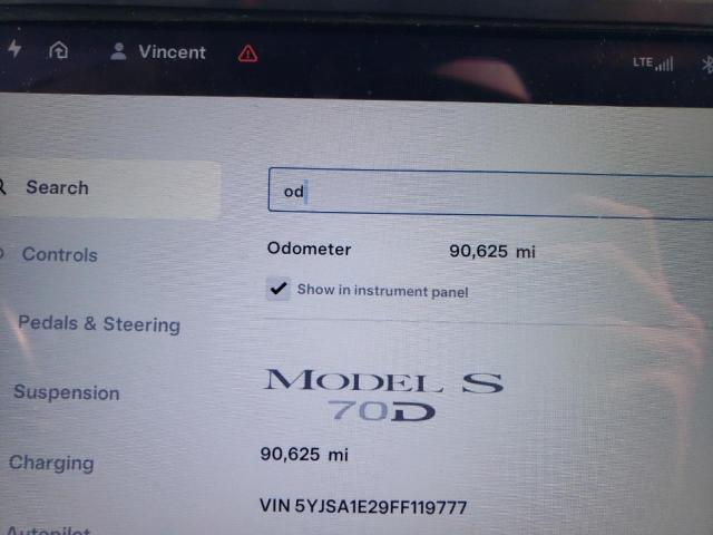 Photo 9 from auction – 2015 TESLA MODEL S with VIN 5YJSA1E29FF119777