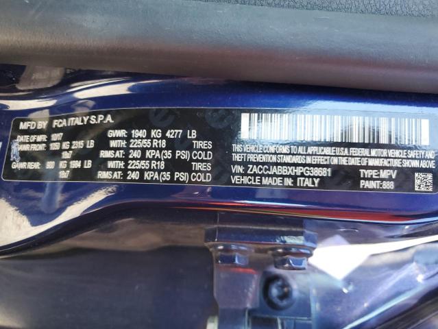 Photo 14 from auction – 2017 JEEP RENEGADE L with VIN ZACCJABBXHPG38681