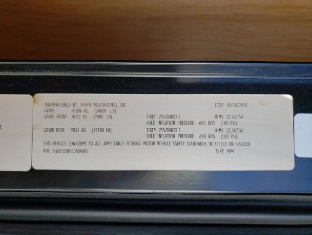 Photo 10 from auction – 2020 FORD F53 with VIN 1F66F5DN9L0A04681