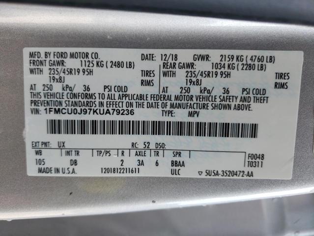 Photo 14 from auction – 2019 FORD ESCAPE TIT with VIN 1FMCU0J97KUA79236