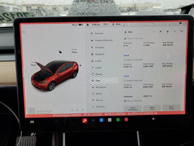 Photo 9 from auction – 2020 TESLA MODEL Y with VIN 5YJYGDEE4LF009011