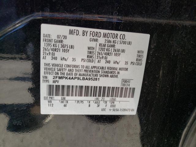 Photo 14 from auction – 2020 FORD EDGE ST with VIN 2FMPK4AP9LBA95281