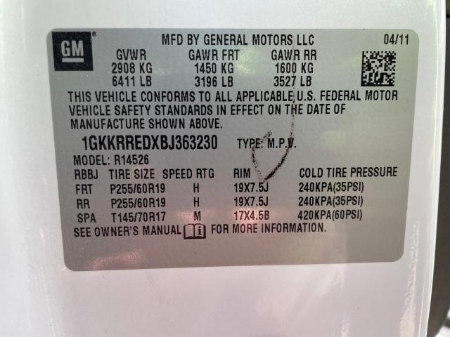 Photo 10 from auction – 2011 GMC ACADIA SLT with VIN 1GKKRREDXBJ363230