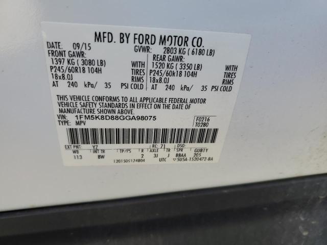Photo 14 from auction – 2016 FORD EXPLORER X with VIN 1FM5K8D88GGA98075