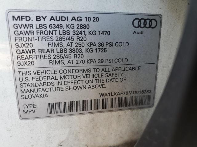 Photo 14 from auction – 2021 AUDI Q7 PREMIUM with VIN WA1LXAF70MD018283