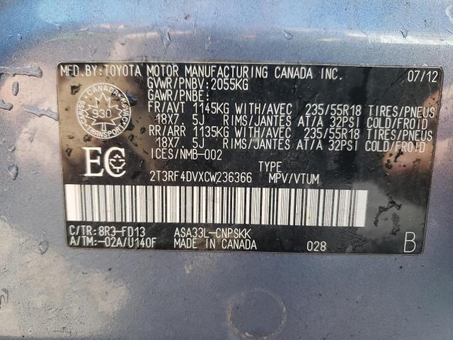 Photo 14 from auction – 2012 TOYOTA RAV4 SPORT with VIN 2T3RF4DVXCW236366