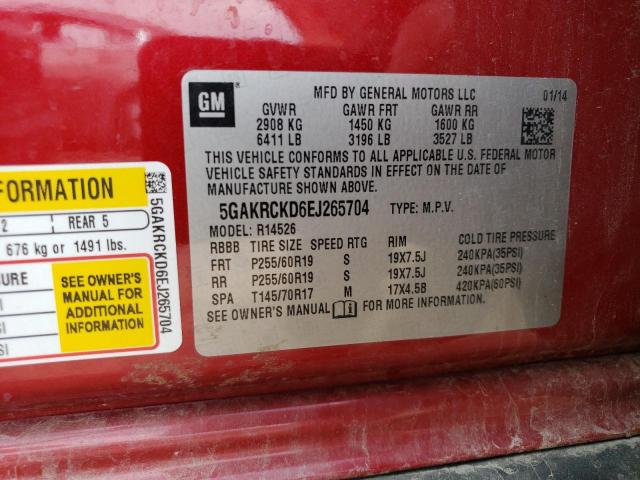 Photo 14 from auction – 2014 BUICK ENCLAVE with VIN 5GAKRCKD6EJ265704