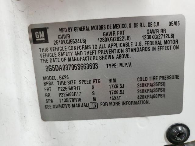 Photo 14 from auction – 2006 BUICK RENDEZVOUS with VIN 3G5DA03706S663603