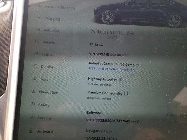 Photo 9 from auction – 2016 TESLA MODEL S with VIN 5YJSA1E12GF130595