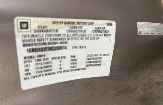 Photo 10 from auction – 1999 CHEVROLET VENTURE with VIN 1GNDX03E9XD280614