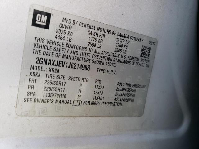Photo 14 from auction – 2018 CHEVROLET EQUINOX LT with VIN 2GNAXJEV1J6214988
