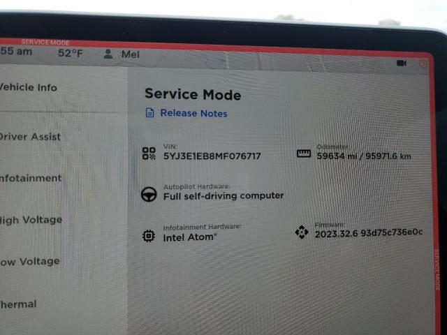 Photo 9 from auction – 2021 TESLA MODEL 3 with VIN 5YJ3E1EB8MF076717