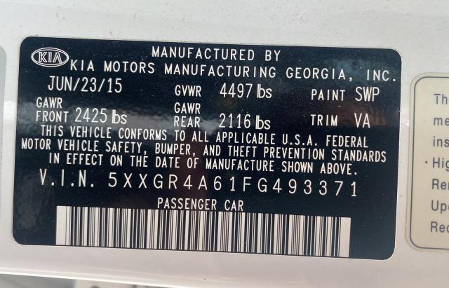 Photo 10 from auction – 2015 KIA OPTIMA SX with VIN 5XXGR4A61FG493371