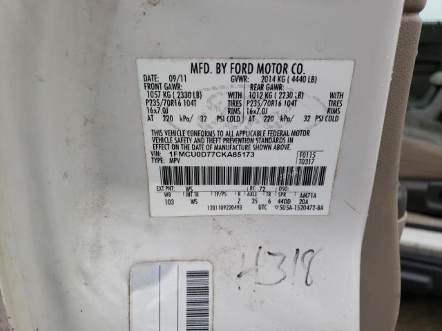 Photo 14 from auction – 2012 FORD ESCAPE XLT with VIN 1FMCU0D77CKA85173