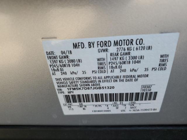 Photo 14 from auction – 2018 FORD EXPLORER X with VIN 1FM5K7D87JGB51320