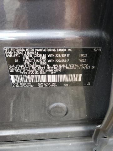 Photo 14 from auction – 2015 TOYOTA RAV4 LE with VIN 2T3BFREV5FW274699