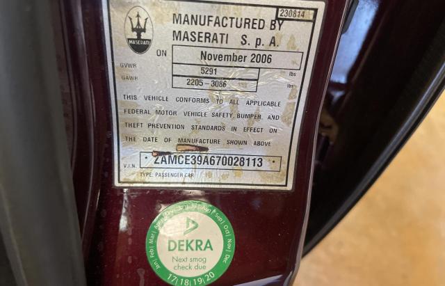 Photo 10 from auction – 2007 MASERATI QUATTROPOR with VIN ZAMCE39A670028113