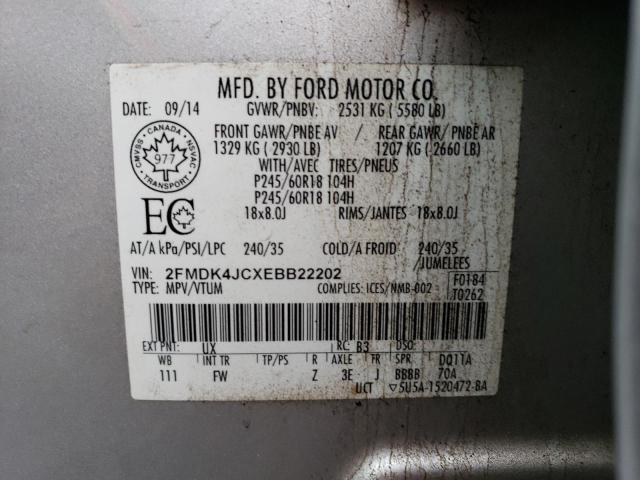 Photo 14 from auction – 2014 FORD EDGE SEL with VIN 2FMDK4JCXEBB22202