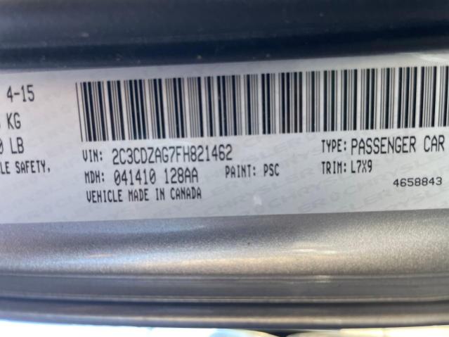 Photo 10 from auction – 2015 DODGE CHALLENGER with VIN 2C3CDZAG7FH821462