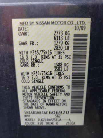Photo 14 from auction – 2010 NISSAN PATHFINDER with VIN 5N1AR1NB5AC606920