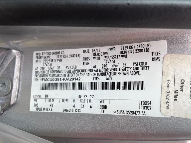 Photo 10 from auction – 2017 FORD ESCAPE SE with VIN 1FMCU0G91HUA29142