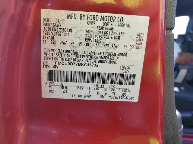 Photo 14 from auction – 2011 FORD ESCAPE XLT with VIN 1FMCU9D77BKC15732
