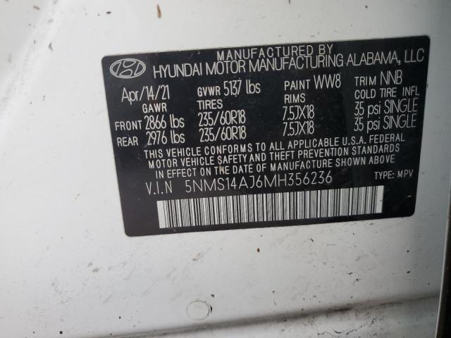 Photo 14 from auction – 2021 HYUNDAI SANTA FE S with VIN 5NMS14AJ6MH356236
