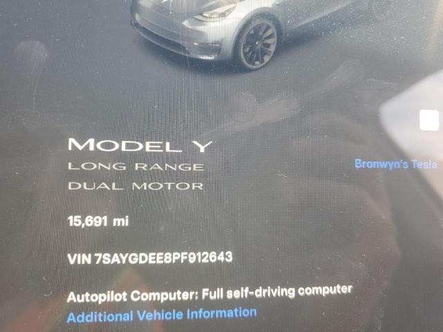 Photo 9 from auction – 2023 TESLA MODEL Y with VIN 7SAYGDEE8PF912643