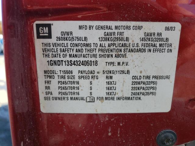 Photo 14 from auction – 2003 CHEVROLET TRAILBLAZE with VIN 1GNDT13S432406018