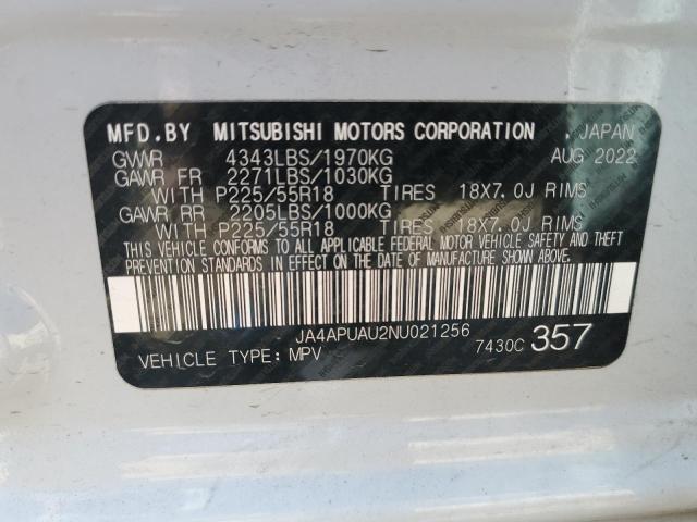 Photo 14 from auction – 2022 MITSUBISHI OUTLANDER with VIN JA4APUAU2NU021256