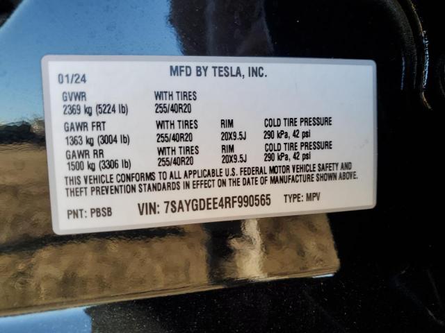 Photo 14 from auction – 2024 TESLA MODEL Y with VIN 7SAYGDEE4RF990565