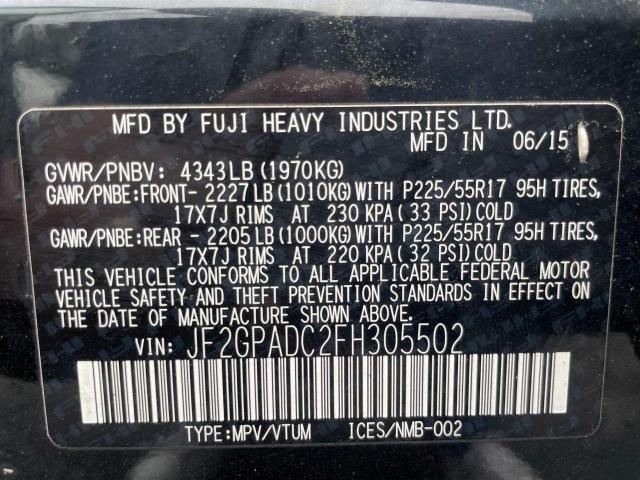 Photo 10 from auction – 2015 SUBARU XV CROSSTR with VIN JF2GPADC2FH305502