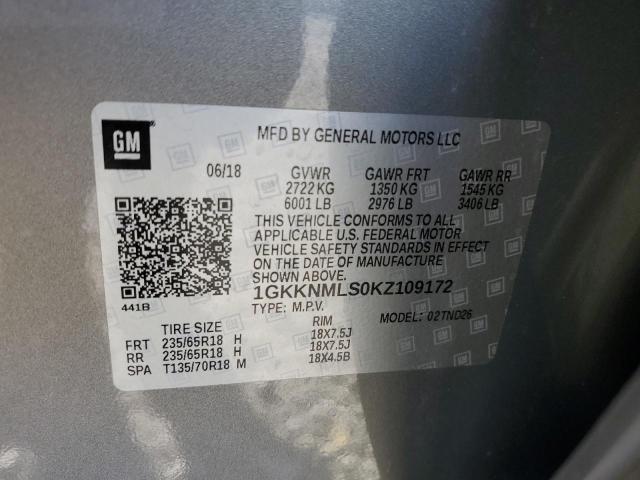 Photo 14 from auction – 2019 GMC ACADIA SLT with VIN 1GKKNMLS0KZ109172