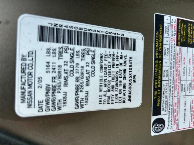 Photo 10 from auction – 2005 INFINITI FX35 with VIN JNRAS08U55X105475