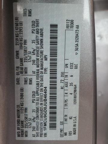 Photo 14 from auction – 2018 FORD ESCAPE SE with VIN 1FMCU9GD0JUB46404