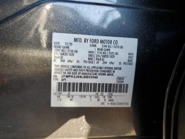 Photo 14 from auction – 2020 FORD EDGE SEL with VIN 2FMPK3J94LBB53549
