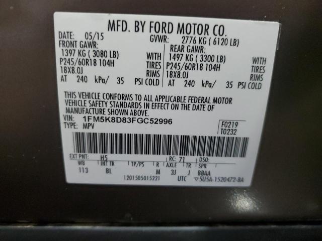 Photo 14 from auction – 2015 FORD EXPLORER X with VIN 1FM5K8D83FGC52996