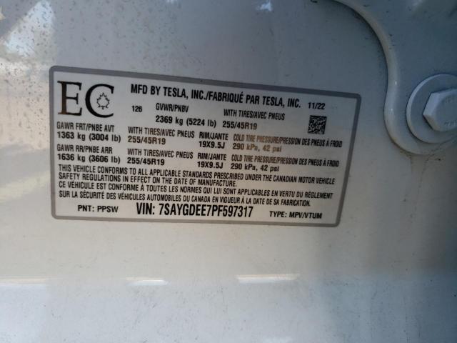 Photo 14 from auction – 2023 TESLA MODEL Y with VIN 7SAYGDEE7PF597317
