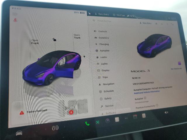 Photo 9 from auction – 2023 TESLA MODEL 3 with VIN 5YJ3E1EA6PF571431