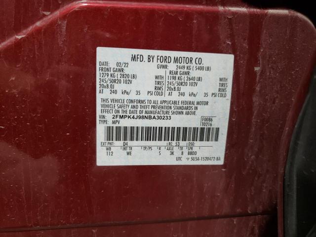 Photo 14 from auction – 2022 FORD EDGE SEL with VIN 2FMPK4J98NBA30233