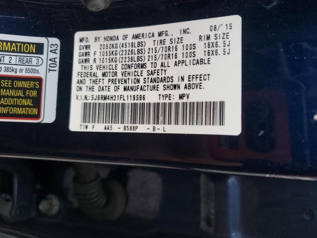 Photo 14 from auction – 2015 HONDA CR-V LX with VIN 5J6RM4H31FL119596