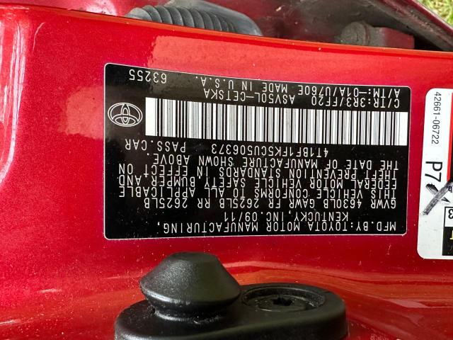 Photo 10 from auction – 2012 TOYOTA CAMRY BASE with VIN 4T1BF1FK5CU506373