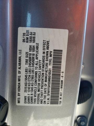 Photo 14 from auction – 2021 HONDA PILOT EXL with VIN 5FNYF5H55MB010531