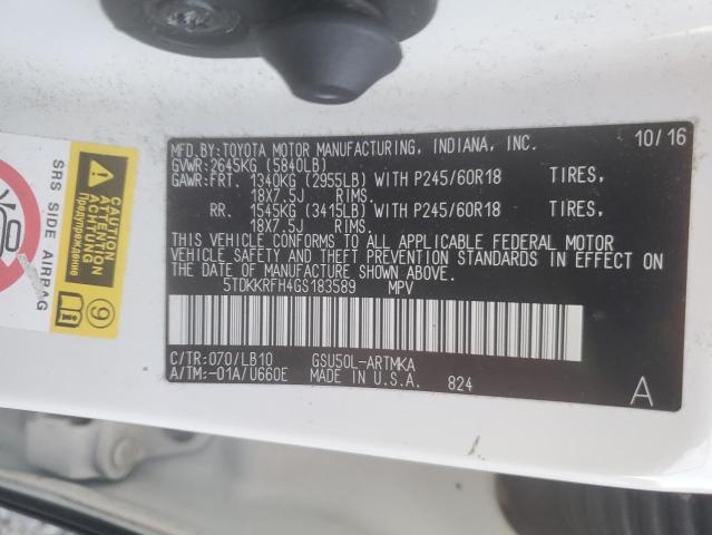 Снимка 14 от търг – 2016 TOYOTA HIGHLANDER с VIN 5TDKKRFH4GS183589