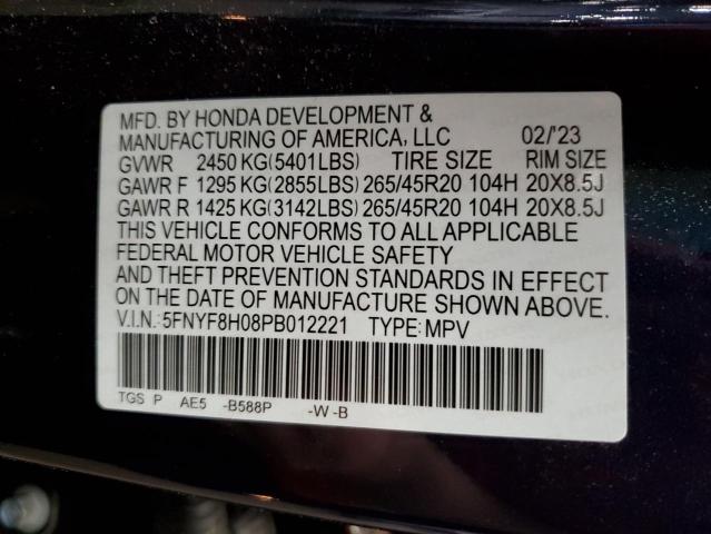 Photo 14 from auction – 2023 HONDA PASSPORT E with VIN 5FNYF8H08PB012221