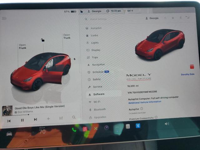Photo 9 from auction – 2022 TESLA MODEL Y with VIN 7SAYGDEF9NF463298