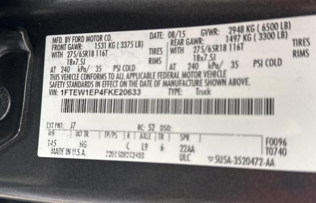 Photo 10 from auction – 2015 FORD F150 SUPER with VIN 1FTEW1EP4FKE20633