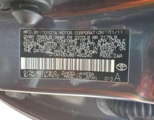 Photo 10 from auction – 2011 TOYOTA PRIUS with VIN JTDKN3DU8B1460240